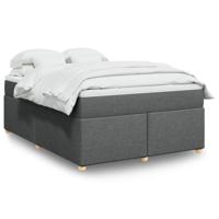 Boxspring met matras stof donkergrijs 140x200 cm - thumbnail