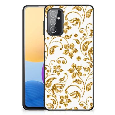 Samsung Galaxy M52 Bloemen Hoesje Gouden Bloemen Samsung Galaxy M52 Bloemen Hoesje Gouden Bloemen