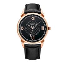 YAZOLE 424 mannen Fashion Business PU lederen Band Quartz Wrist Watch lichtgevende punten (zwarte wijzerplaat + zwarte band) - thumbnail