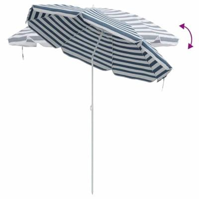 VidaXL Strandparasol blauw en wit 263 x 263 x 272 cm
