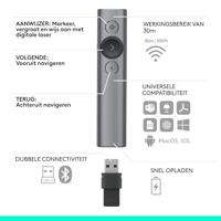 Logitech Spotlight Draadloze presenter Bluetooth/RF Grijs - thumbnail