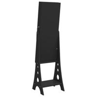 VidaXL Sieradenkast met spiegel en led-verlichting vrijstaand zwart - thumbnail