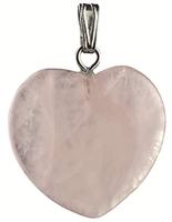 Hanger hart 20mm roze kwarts - thumbnail