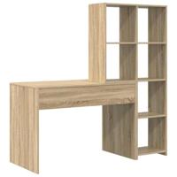 Bureau met plank Sonoma eiken 138.5 x 55 x 143 cm Bewerkt hout - thumbnail