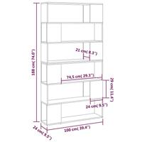 Boekenkast/kamerscherm 100x24x188 cm wit - thumbnail