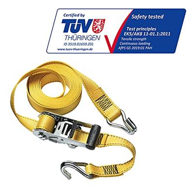 Masterlock Ratchet tie down with J hooks 4,50m - colour : yellow - PVC grip on r - 3058EURDAT - thumbnail