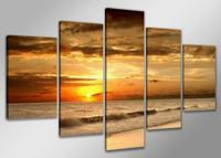 Schilderij - Beautiful Sunset, Oranje, 200X100cm, 5luik - thumbnail