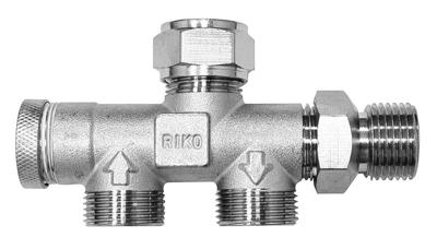 Riko 4-weg verdeler ½” x knel 15mm x 2 X M22 verkeerd