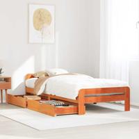 Bedframe zonder matras massief grenenhout wasbruin 75x190 cm - thumbnail