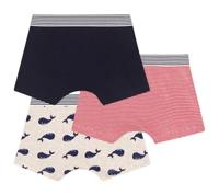 Set van 3 boxershorts van katoen met walvisprint voor kinderen PETIT BATEAU wit - thumbnail