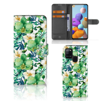 Samsung Galaxy A21s Hoesje Orchidee Groen - thumbnail