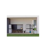 TITANIUM PLASTIKEN Hoge kast 2 deuren met planken - 70 x 44 x 176 cm - Beige en zwart - TITANIUM-bereik - Binnen en buiten - thumbnail