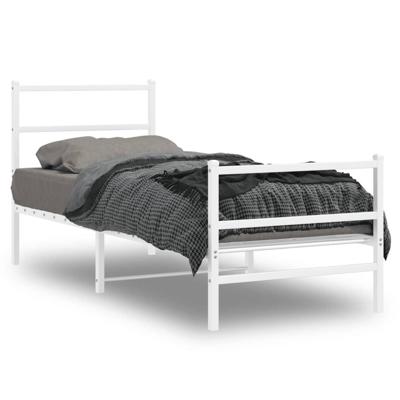 Bedframe met hoofd- en voeteneindemetaal wit 80x200 cm