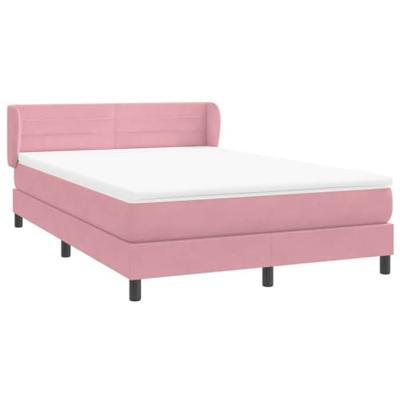 Boxspring met matras fluweel roze 140x210 cm