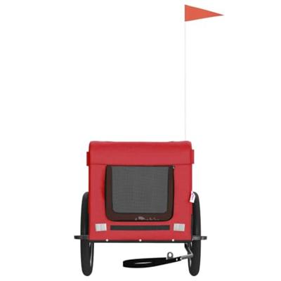 Hondenfietstrailer oxford stof en ijzer rood en zwart - thumbnail