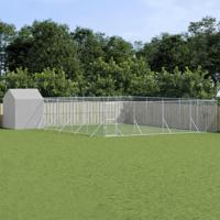 Hondenkennel met dak 10x10x2,5 m gegalvaniseerd staal zilver - thumbnail
