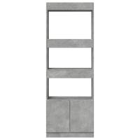 Hoge kast 63x33x180 cm bewerkt hout betongrijs - thumbnail