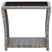 Salontafel 45x45x40 cm poly rattan en glas grijs - thumbnail
