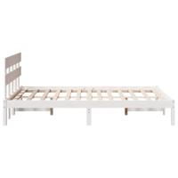 Bedframe met hoofdeinde Wit 140 x 190 cm Massief grenenhout - thumbnail