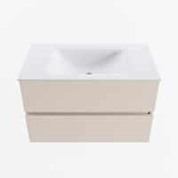 MONDIAZ VICA 80cm badmeubel onderkast Linen 2 lades. Wastafel CLOUD midden 1 kraangat, kleur Talc. - thumbnail