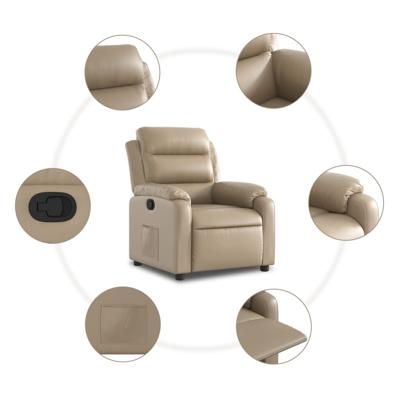 Fauteuil verstelbaar kunstleer cappuccinokleurig - thumbnail