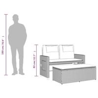 Tuinbankje verstelbaar met kussens poly rattan zwart - thumbnail