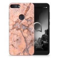 Alcatel 1S (2019) TPU Siliconen Hoesje Marmer Oranje - thumbnail