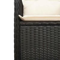 5-delige Bistroset met kussens poly rattan zwart - thumbnail