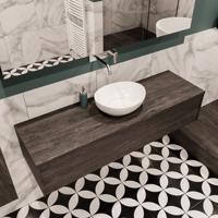 Mondiaz Lush Barco badmeubel eiken Dark brown 150 cm 1 lade mdf 1 waskom midden zonder kraangat - thumbnail