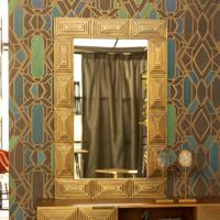Dutchbone Spiegel 'Volan' mangohout, 110x70cm, kleur goud - thumbnail