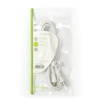 Satelliet- en Antennekabel | F Male - IEC (Coax) Male | 1,5 m | Wit