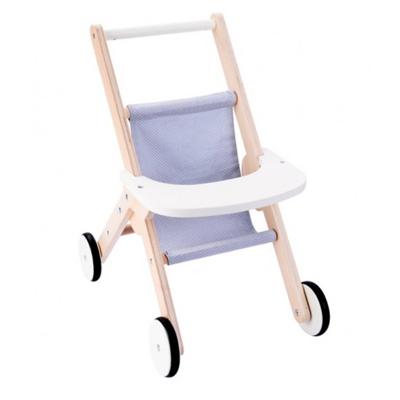 Angel Toys Houten poppenwandelwagen grijs/ blauw