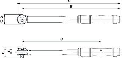 Bahco 74WR-25 Momentsleutel Met ratel, Met doorsteekvierkant, Uitschakelend, Voor insteekgereedschap 5 - 25 Nm