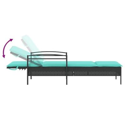 Ligbed met kussen zwart 63x200x81 cm poly rattan (alleen VS)
