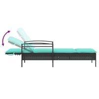 Ligbed met Kussen Zwart 63x200x81 cm Poly Rattan - thumbnail