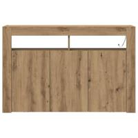 Dressoir artisanaal eikenkleurig 116 x 30 x 75 cm Bewerkt hout - thumbnail