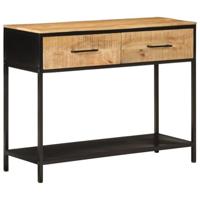Wandtafel 100x35x76 cm massief mangohout en ijzer - thumbnail