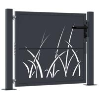Poort 100x100 cm met grasontwerp staal antracietkleurig - thumbnail