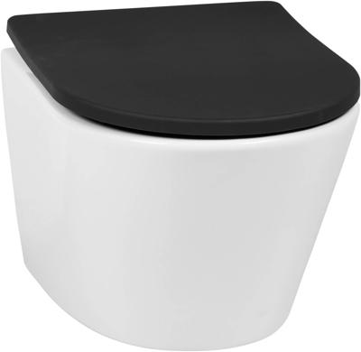 Saqu Sky 2.0 compact randloos hangtoilet met slimseat toiletbril met quickrelease wit/zwart