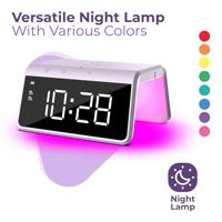 Digitale Wekker - Draadloze Oplader Voor Telefoon - Wake Up Light - Paars (HCG019QI-PU) - thumbnail