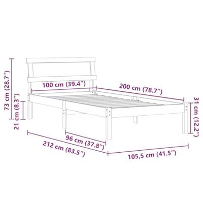 Bedframe met hoofdeinde Bruin 100 x 200 cm Massief grenenhout Bedframe met hoofdeinde Bruin 100 x 200 cm Massief grenenhout