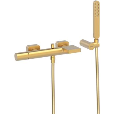 Badkraan Tres Loft | Opbouw | Mengkraan | Waterval uitloop | 2-weg | hoh 15 cm | 1-knop | Rond | 24k Goud mat