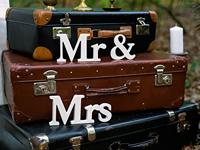Houten Decoratie Mr & Mrs Wit - thumbnail