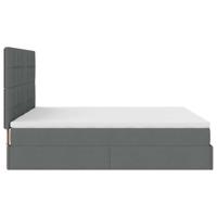 Ottoman bed met matrassen 200x200cm stof donkergrijs - thumbnail