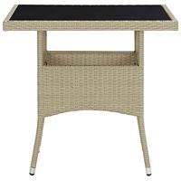 Tuintafel poly rattan en glas beige - thumbnail