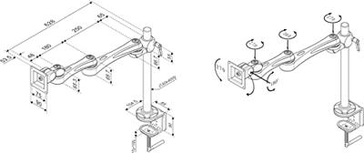 ROLINE LCD monitorarm, 4 draaipunten, tafelmontage