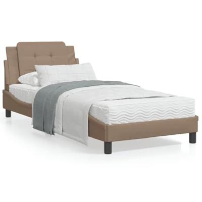 Bedframe met hoofdbord kunstleer cappucinnokleurig 90x190 cm