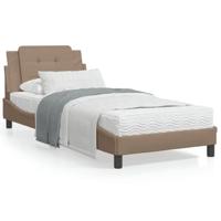 Bedframe met hoofdbord kunstleer cappucinnokleurig 90x190 cm - thumbnail