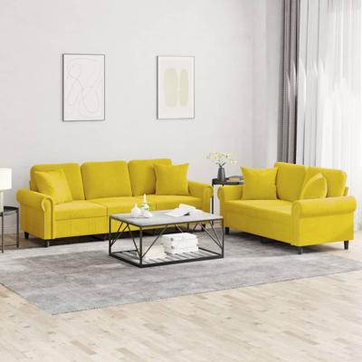 2-delige Loungeset met kussens fluweel geel - thumbnail