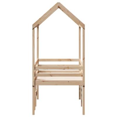 Hoogslaper met dak massief grenenhout wasbruin 75x190 cm